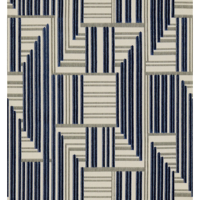 LEE JOFA MODERN GWF-3710.1150.0 CUBOID VELVET NAVY/GREY Fabric - Eade's Wallpaper