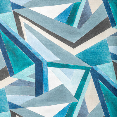 LEE JOFA MODERN GWF-3772.355.0 ROULADE PRINT NAVY/TEAL Fabric - Eade's Wallpaper