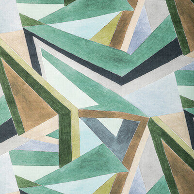 LEE JOFA MODERN GWF-3772.630.0 ROULADE PRINT JUNIPER/BUFF Fabric - Eade's Wallpaper