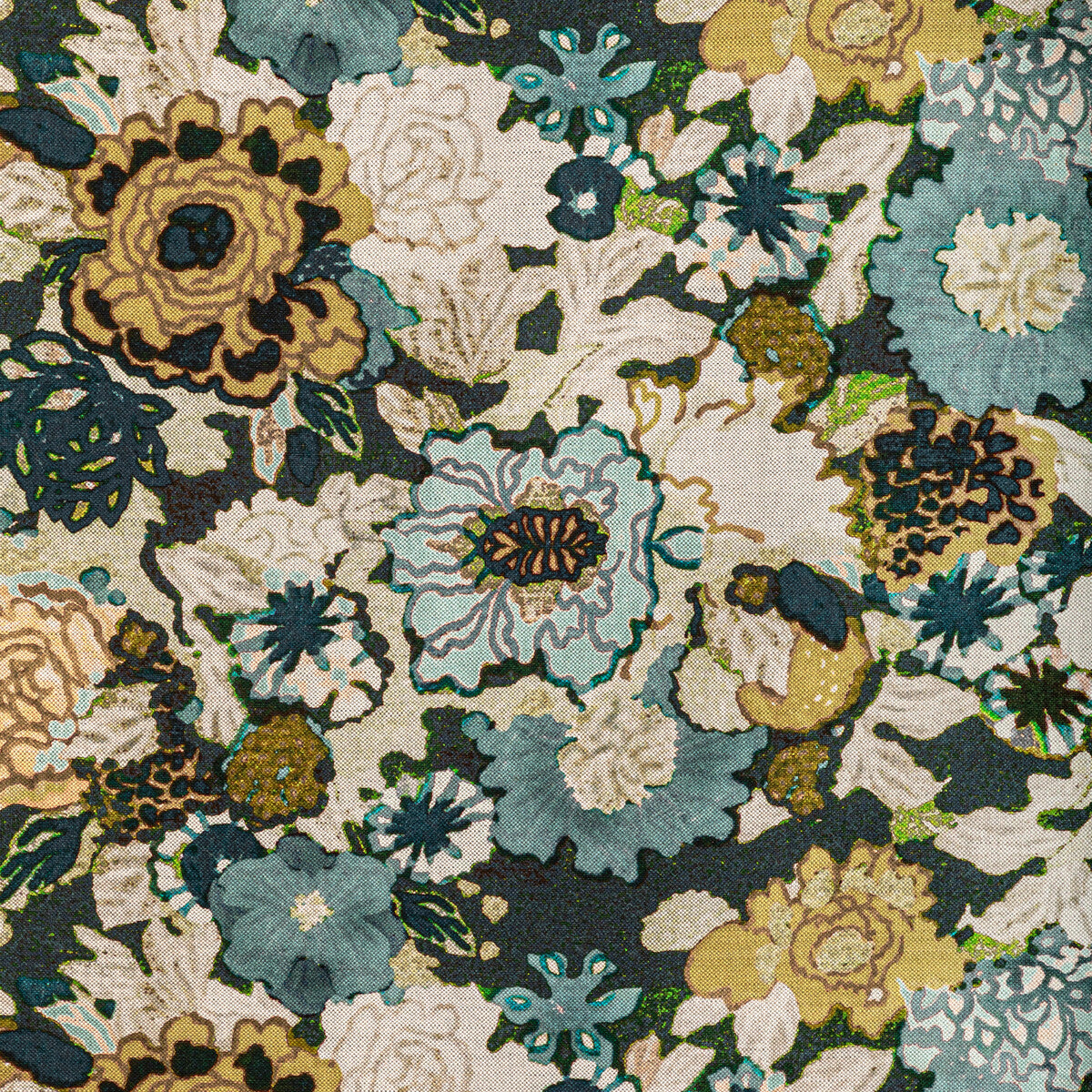 LEE JOFA MODERN GWF-3774.450.0 ARIOSO PRINT MARINE/CITRON Fabric - Eade's Wallpaper