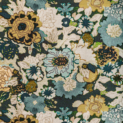 LEE JOFA MODERN GWF-3774.450.0 ARIOSO PRINT MARINE/CITRON Fabric - Eade's Wallpaper