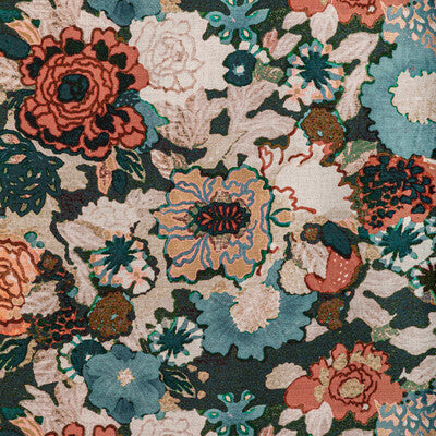 LEE JOFA MODERN GWF-3774.517.0 ARIOSO PRINT SEA/SPICE Fabric - Eade's Wallpaper