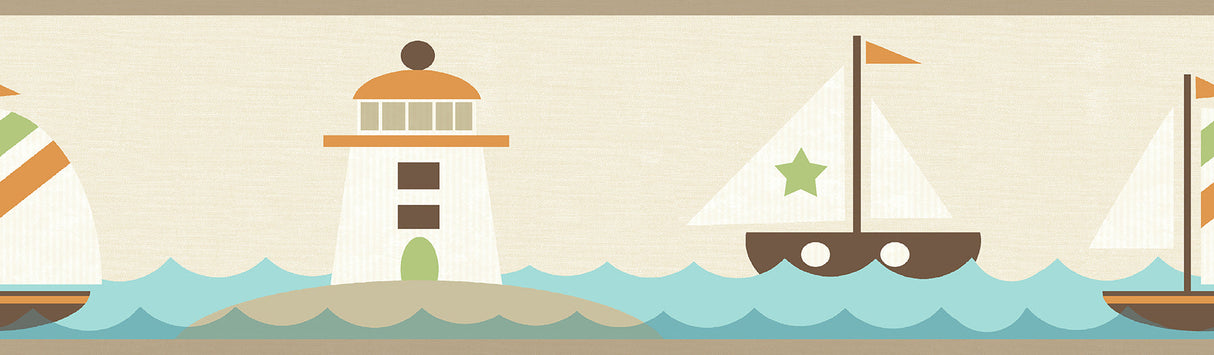 Chesapeake HAS01182B Travis Orange Come Sail Away Border