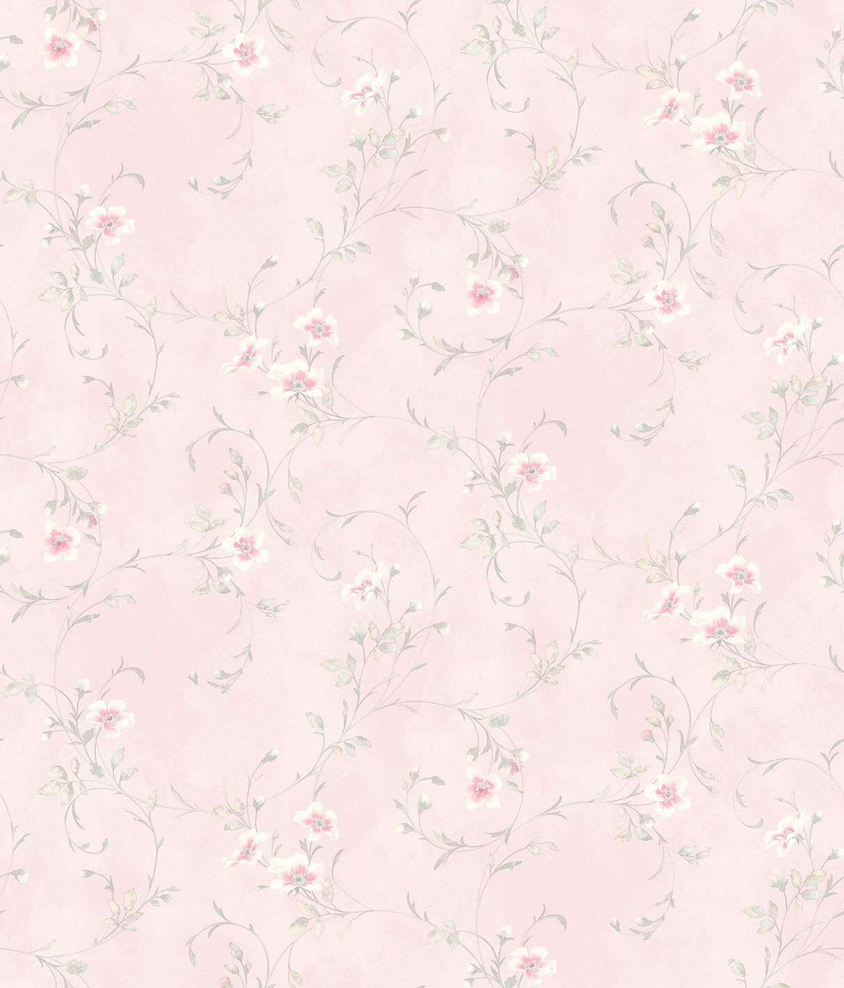 Chesapeake HAS54638 Capri Light Pink Floral Scroll Wallpaper