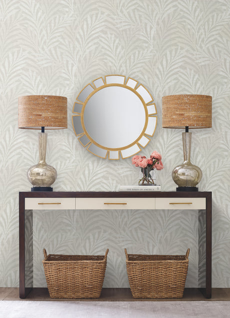 York HC7500 Leaves Stripe Grey Wallpaper