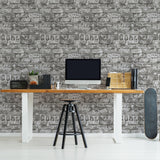 Brewster HN002602 Rodney Grey Tagged Brick Wallpaper