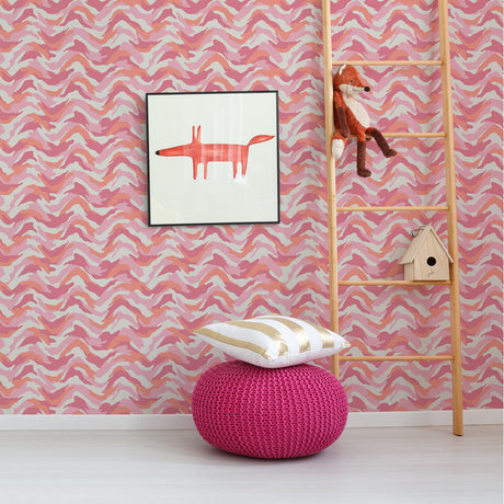 Brewster HN002604 Stealth Pink Camo Wave Wallpaper