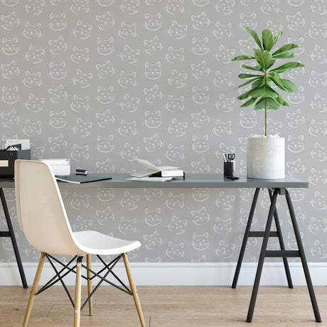 Brewster HN002614 Purr Grey Cat Wallpaper