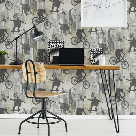 Brewster HN002619 Sheckler Grey Extreme Sports Wallpaper