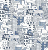 Brewster HN002632 West Blue City Wallpaper