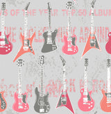 Brewster HN002636 Richards Pink Rock Star Guitar Stripe Wallpaper