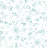 Brewster HN002646 Mariska Turquoise Meadow Wallpaper