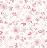 Brewster HN002647 Mariska Pink Meadow Wallpaper