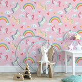 Brewster HN002656 Elora Pink Unicorn Wonderland Wallpaper