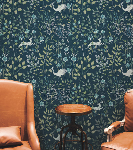 York HO2128 Aspen Dark Blue Wallpaper