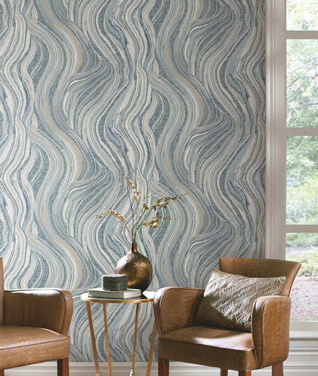 York HO2173 Streaming Cheetah Blue Wallpaper