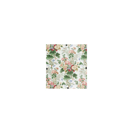 LEE JOFA HOLLYHOCK HAND.WHITEC.0 HOLLYHOCK HDB WHITE/CORAL Fabric - Eade's Wallpaper
