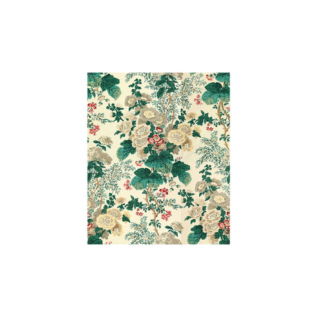 LEE JOFA HOLLYHOCK HAND.WHT-BRO.0 HOLLYHOCK HDB WHITE/BROWN Fabric - Eade's Wallpaper