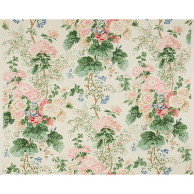 LEE JOFA HOLLYHOCK HAND.WHT-COR.0 HOLLYHOCK HDB WHITE/CORAL Fabric - Eade's Wallpaper
