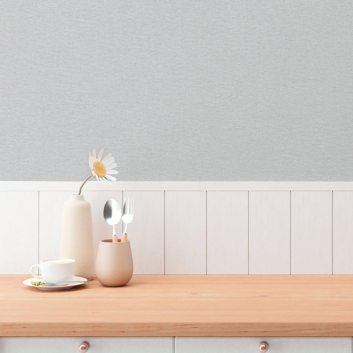 Galerie Hygge Home Plain Texture Grey Wallpaper GG82114