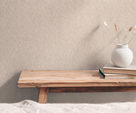 Galerie Hygge Home Herringbone Weave Motif Brown Wallpaper G