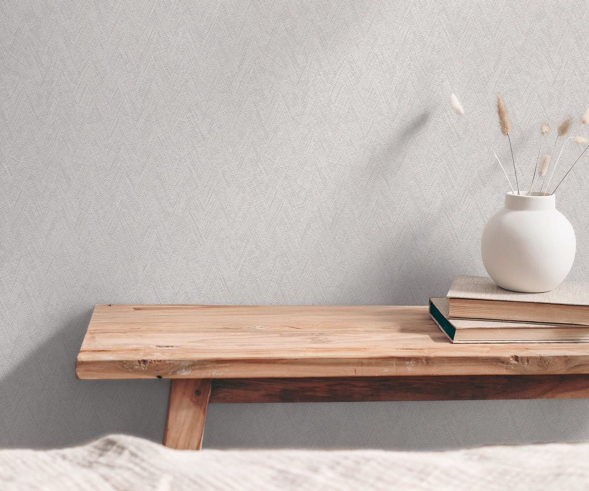 Galerie Hygge Home Herringbone Weave Motif Grey Wallpaper GG