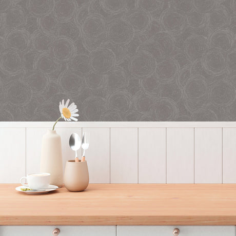 Galerie Hygge Home Stone Circles Motif Brown Wallpaper GG821