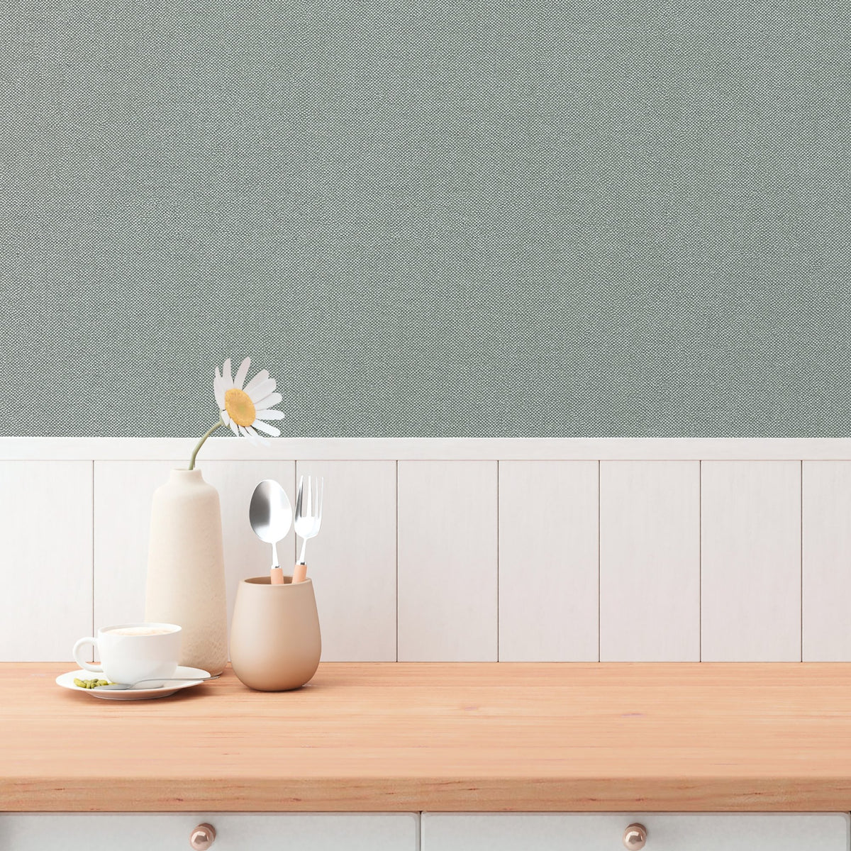 Galerie Hygge Home Plain Texture Green Wallpaper GG82155
