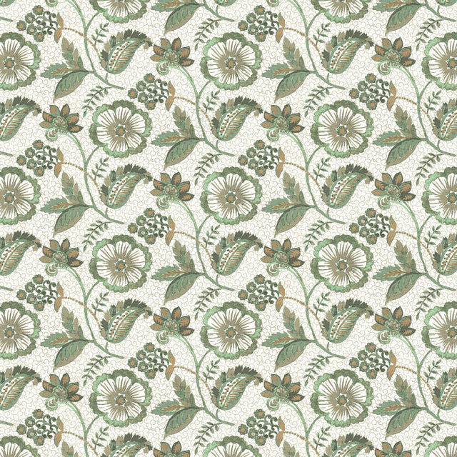 STOUT JASM-2 JASMINE 2 AQUA Fabric - Eades Wallpaper & Fabric