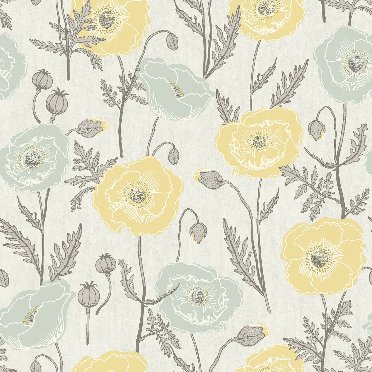 Jen Hewett JHS5027 Aqua Poppy Field Peel & Stick Wallpaper