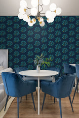 Jen Hewett JHS5030 Navy Aqua StrawFlower Peel & Stick Wallpaper