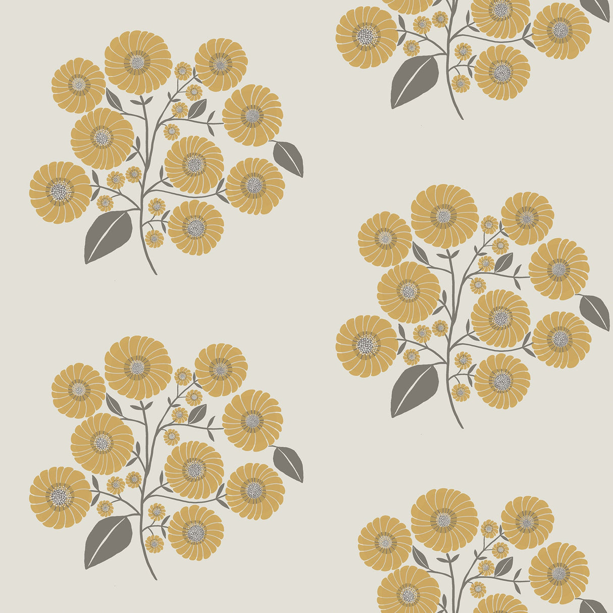 Jen Hewett JHS5031 Mustard Grey StrawFlower Peel & Stick Wallpaper