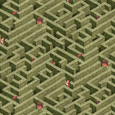 KRAVET COUTURE JMW1008.01.0 LABYRINTH WITH SQUIRRELS 01 Wallpaper - Eade's Wallpaper