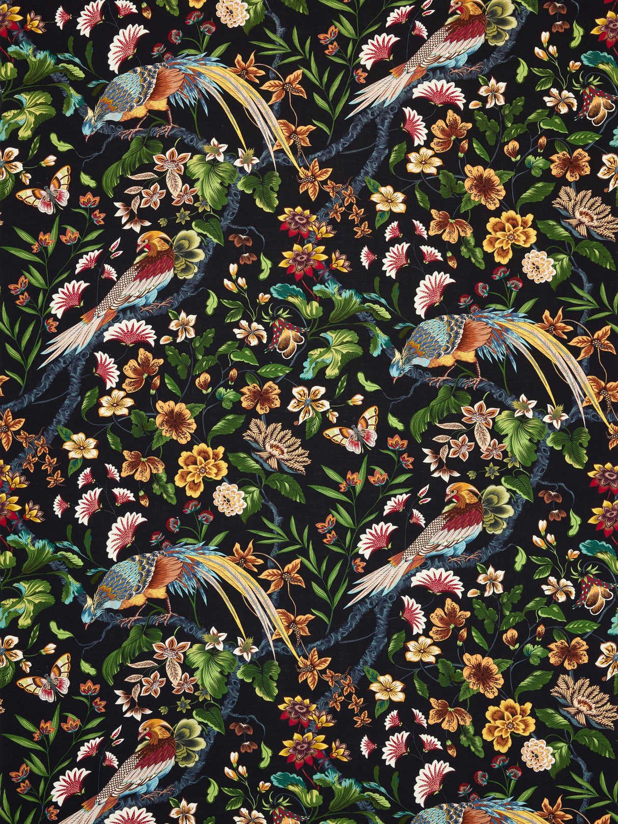 Scalamandre JP 00021340 BLACK RUBY BOTANY BAY Fabric - Eade's Wallpaper