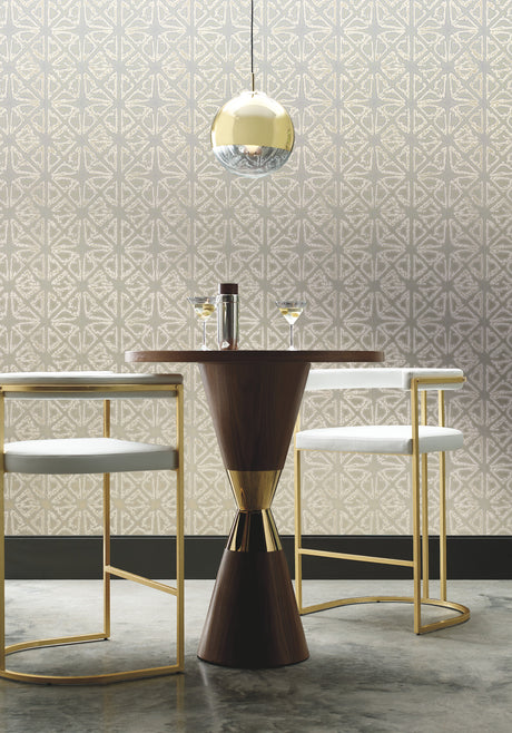 York KT2112 Empire Diamond Silver & Taupe Wallpaper