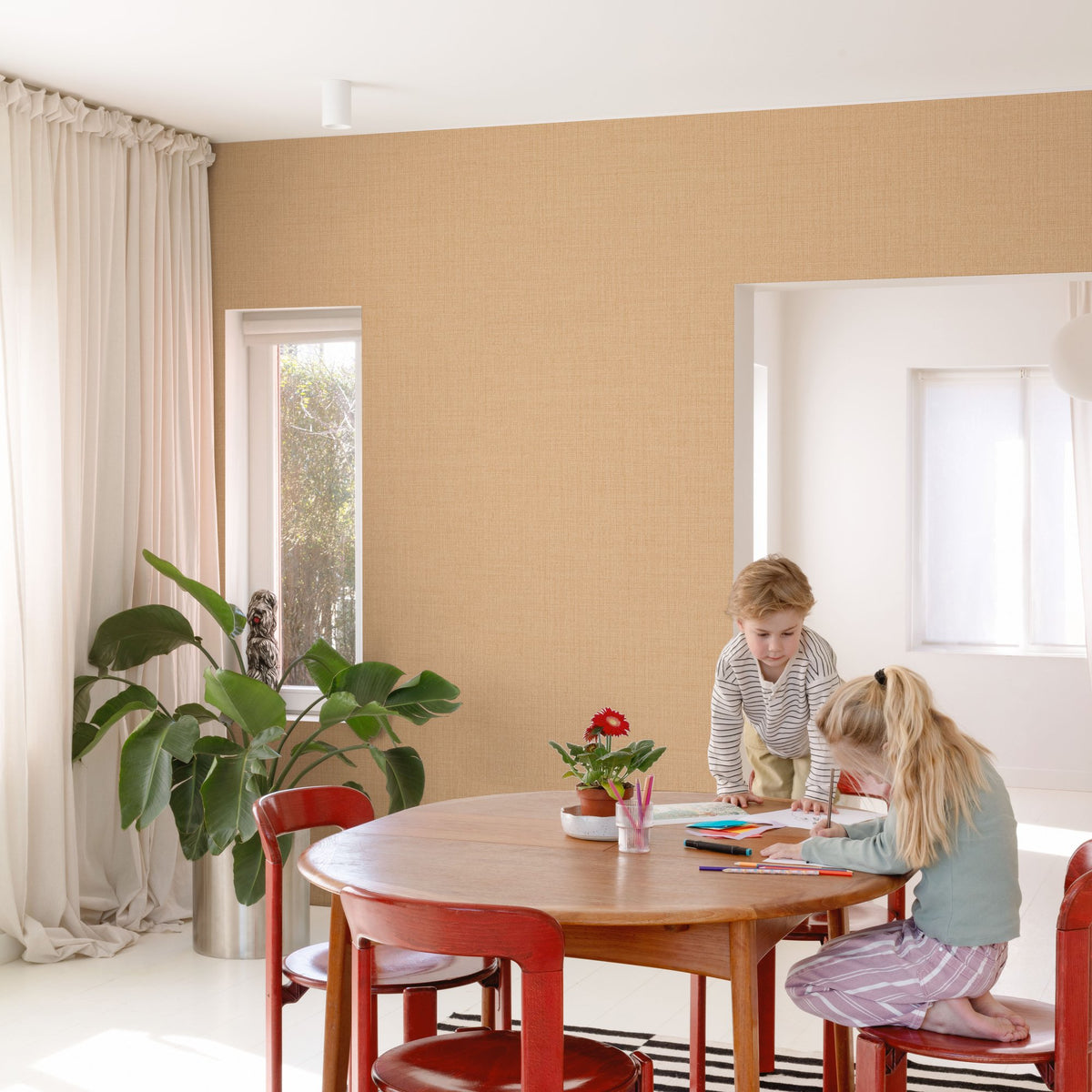 Galerie Little Dreamers Textile Plain Brown Wallpaper GDLD10