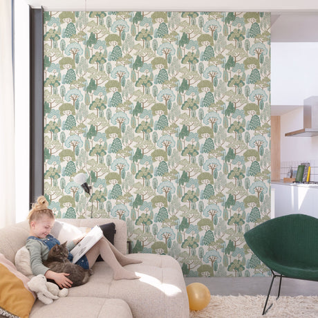 Galerie Little Dreamers Trees Motive Green Wallpaper GDLD210