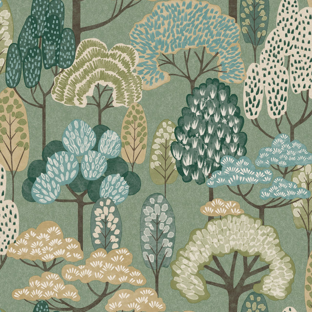 Galerie Little Dreamers Trees Motive Green Wallpaper GDLD211