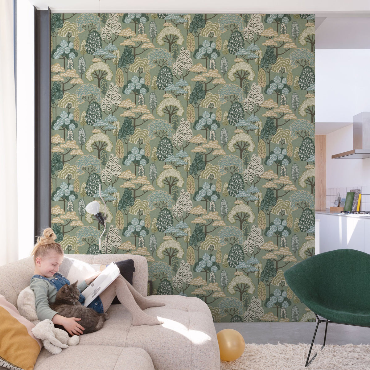Galerie Little Dreamers Trees Motive Green Wallpaper GDLD211