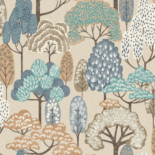 Galerie Little Dreamers Trees Motive Blue Wallpaper GDLD2115