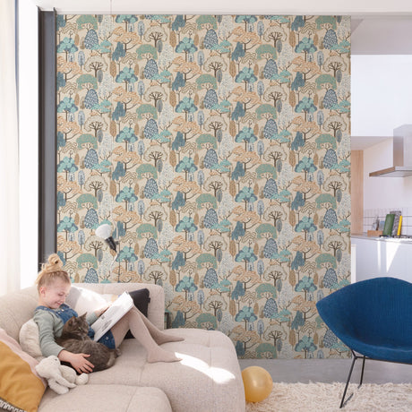 Galerie Little Dreamers Trees Motive Blue Wallpaper GDLD2115