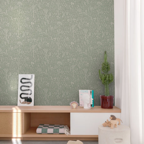 Galerie Little Dreamers Trees all-over Green Wallpaper GDLD3