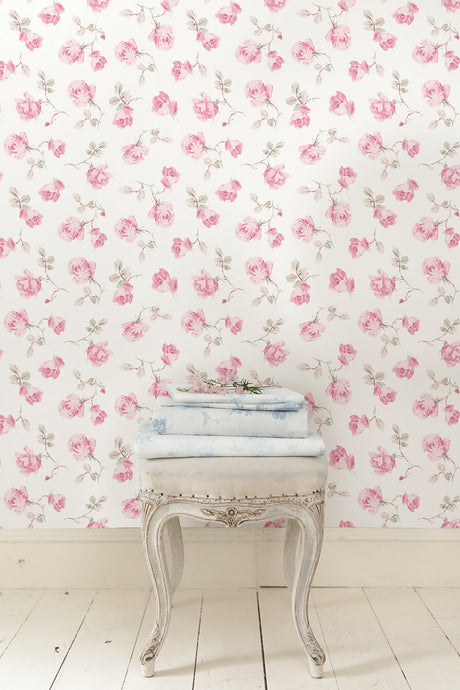 LoveShackFancy LFS6109 Chateau Rose Ribbon Rosa Peel & Stick Wallpaper