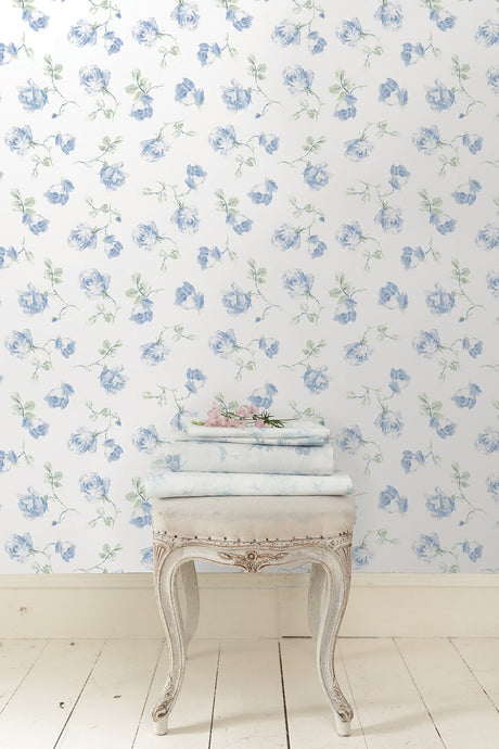 LoveShackFancy LFS6110 French Blue Ribbon Rosa Peel & Stick Wallpaper