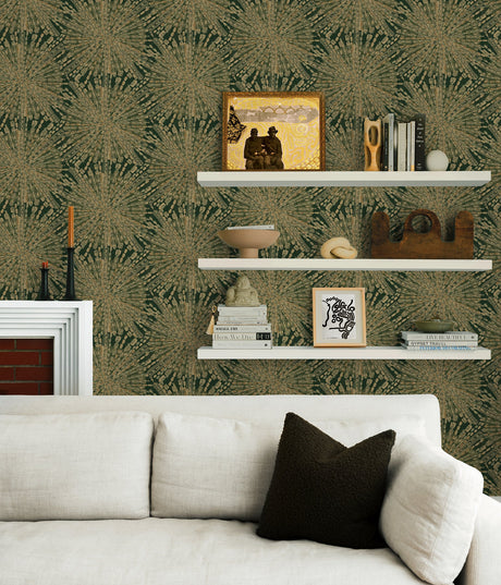 LiLi WhittWhitt LLS4120 Emerald Green Sunburst Peel & Stick Wallpaper