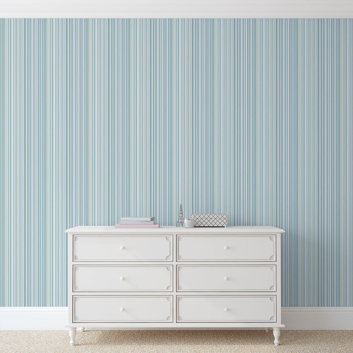 Coloroll M0799 Martinez Blue Striped Wallpaper