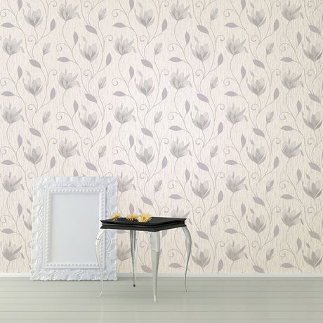 Crown  M0852 Synergy Grey Floral Trails Wallpaper