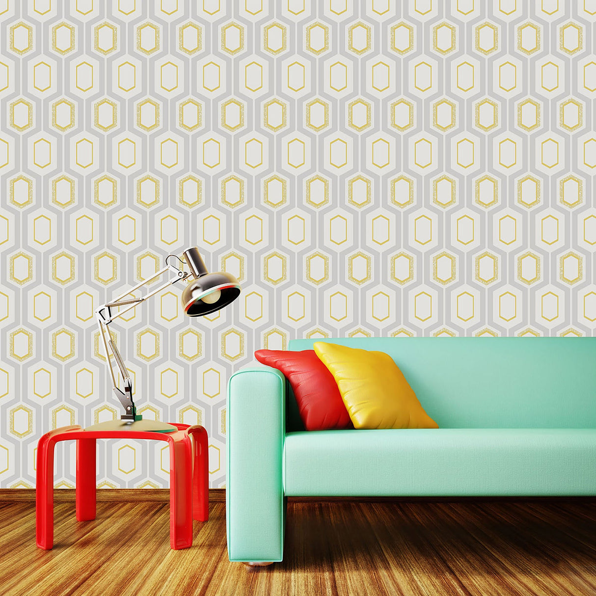 Coloroll M1025 Mortimer Yellow Geometric Wallpaper