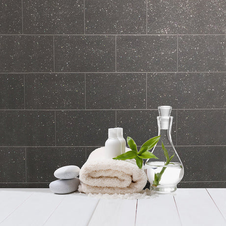 Crown  M1055 Joan Black Tile Wallpaper