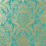 Crown  M1064 Signature Teal Damask Wallpaper
